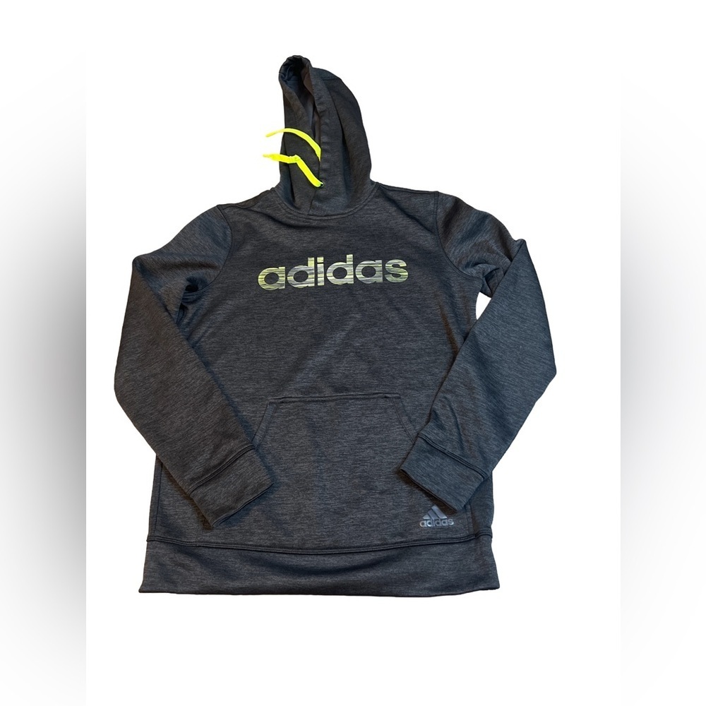 Adidas Climawarm Gray Hoodie with Neon Accents